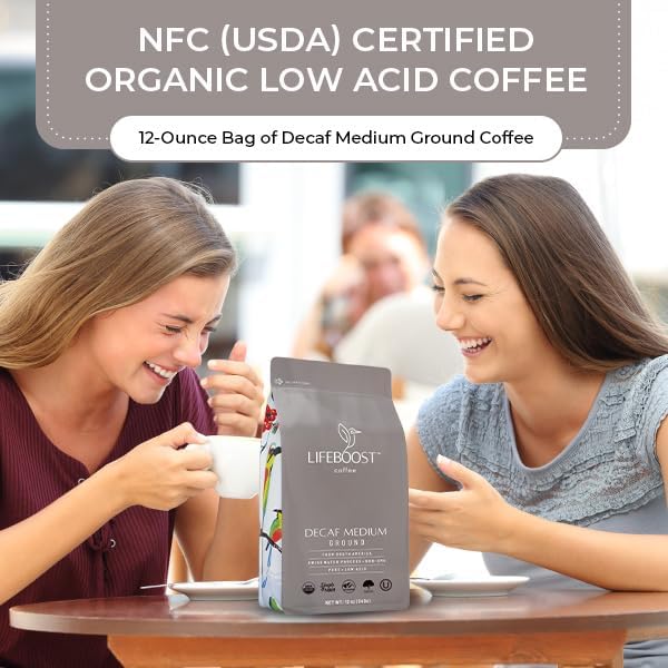 Lifeboost Decaf Ground Coffee, Swiss Water Process Low Acid Organic, 12oz