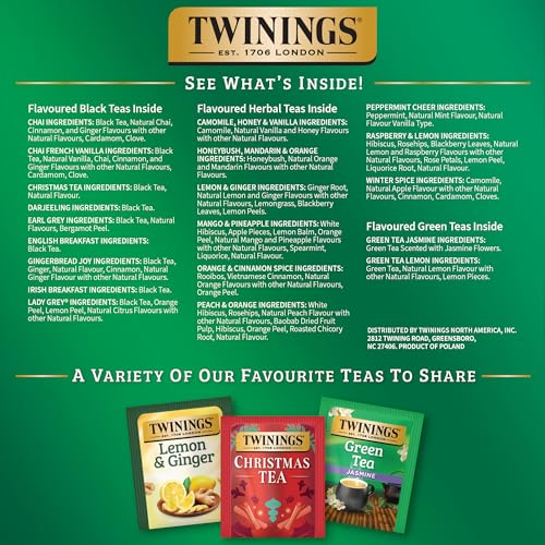 Twinings English Breakfast Black Tea Individually Wrapped Bags, 20 Count (Pack of 1), Flavourful, Robust, Caffeinated, Enjoy Hot or Iced, 20 Teabags