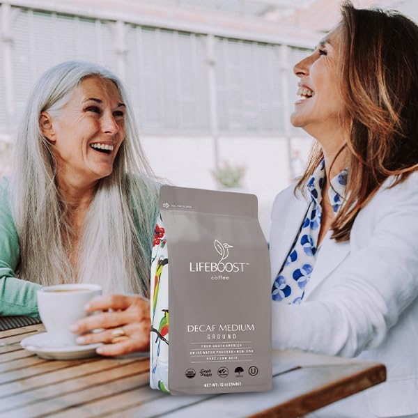 Lifeboost Decaf Ground Coffee, Swiss Water Process Low Acid Organic, 12oz