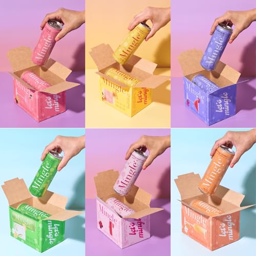 Mingle Mocktails Flavors, Non Alcoholic Drinks, Alcohol Alternative Pre-Mixed Drinks with Real Juice, Canned Mocktails or Cocktail Drink Mixer, Gluten Free, Vegan, 12 fl oz Cans