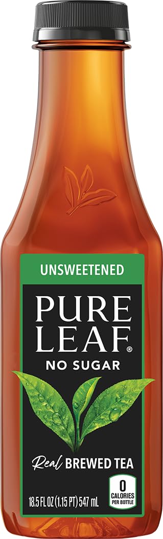 Pure Leaf Iced Tea, Unsweetened Real Brewed Tea, Zero Sugar & Zero Calories, 18.5 Fl Oz (Pack of 12)