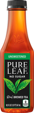 Pure Leaf Iced Tea, Unsweetened Real Brewed Tea, Zero Sugar & Zero Calories, 18.5 Fl Oz (Pack of 12)