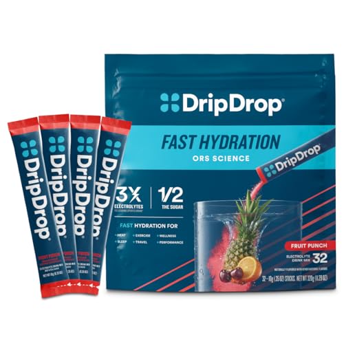 DripDrop Hydration Packets - Single Serve Electrolytes Powder Drink Mix