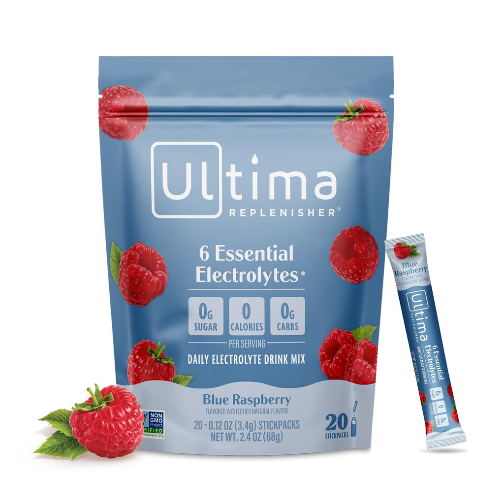 Ultima Replenisher Daily Electrolyte Powder – Watermelon, 20 Stickpacks – Zero Sugar Hydration Packets with 6 Electrolytes and Minerals – Sugar Free, Plant Based & Keto Friendly Drink Mix
