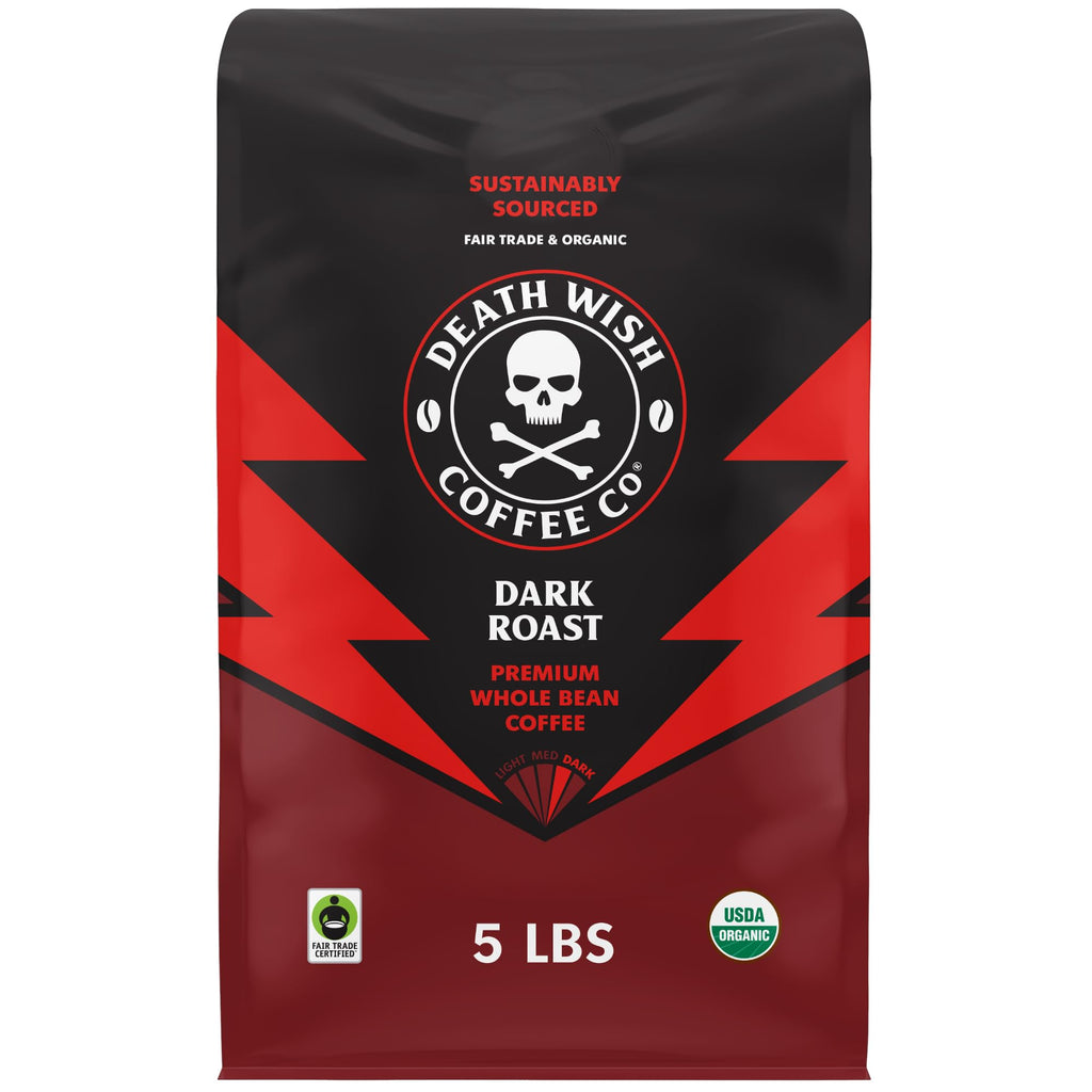 Death Wish Coffee Valhalla Java Whole Beans - Bold & Intense Blend of Arabica Robusta Beans - USDA Organic Ground Coffee - Extreme Caffeine Morning Boost
