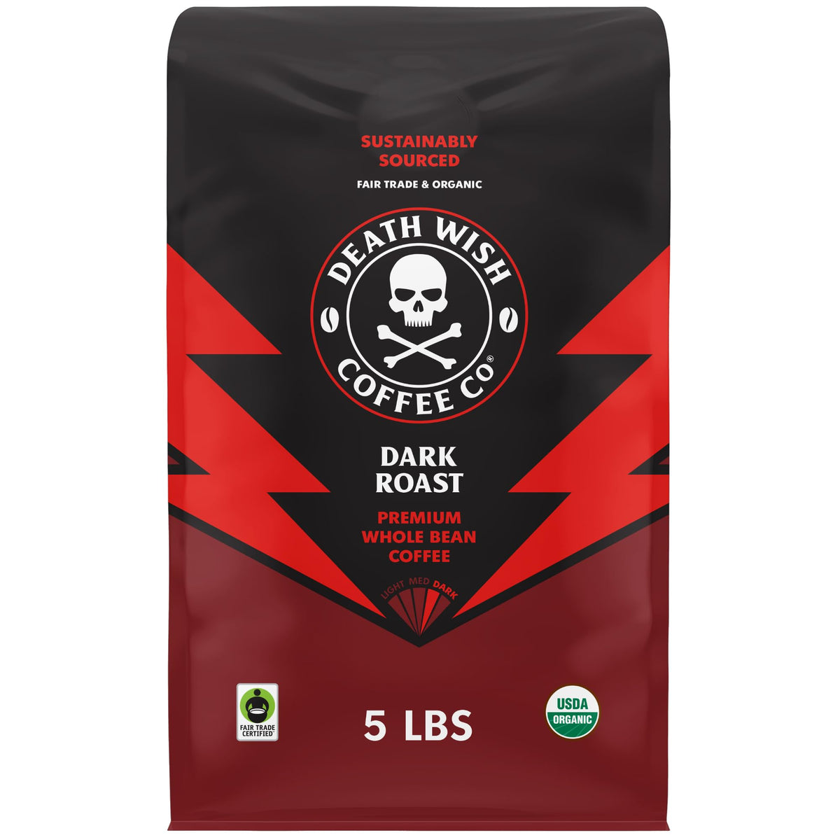 Death Wish Coffee Valhalla Java Whole Beans - Bold & Intense Blend of Arabica Robusta Beans - USDA Organic Ground Coffee - Extreme Caffeine Morning Boost