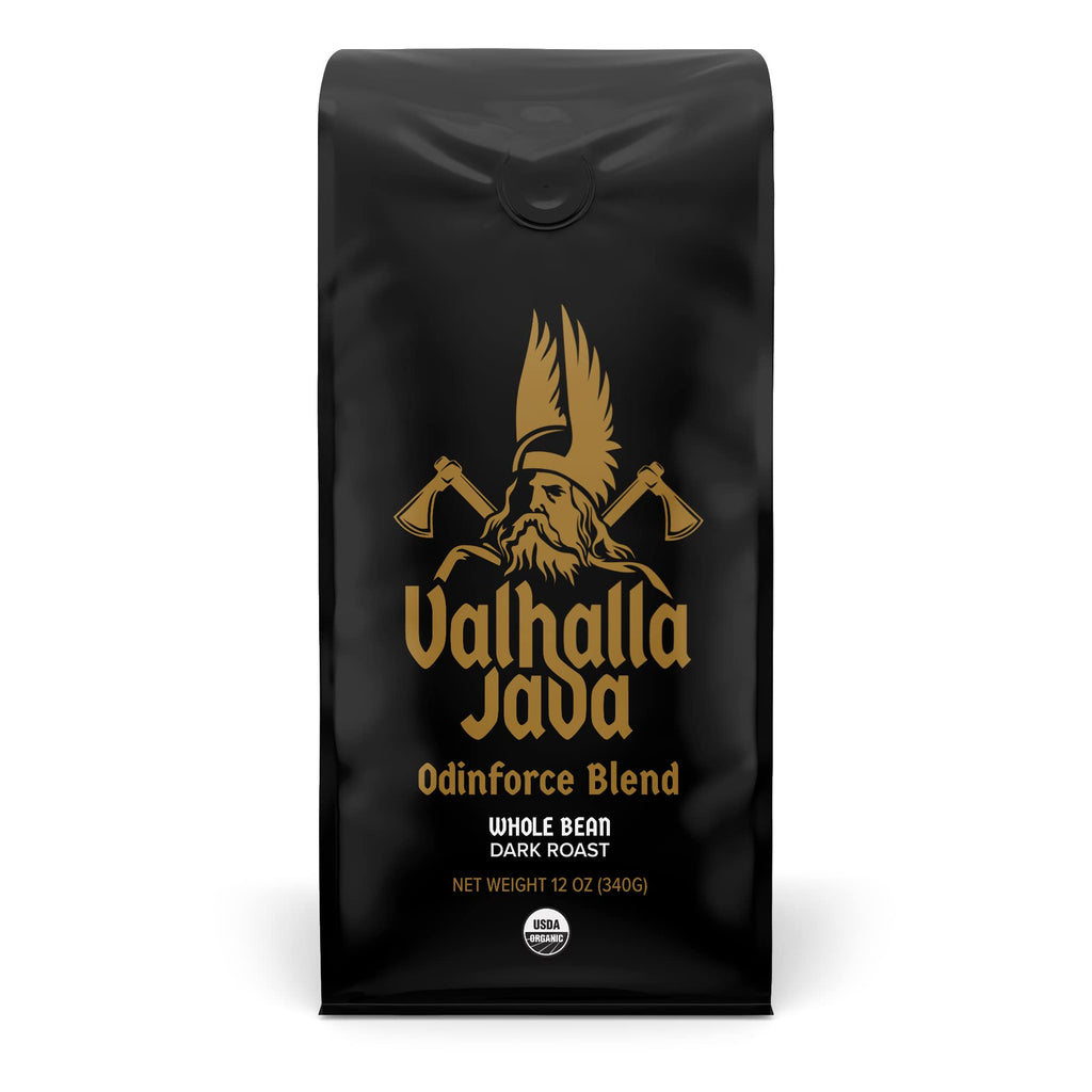 Death Wish Coffee Valhalla Java Whole Beans - Bold & Intense Blend of Arabica Robusta Beans - USDA Organic Ground Coffee - Extreme Caffeine Morning Boost