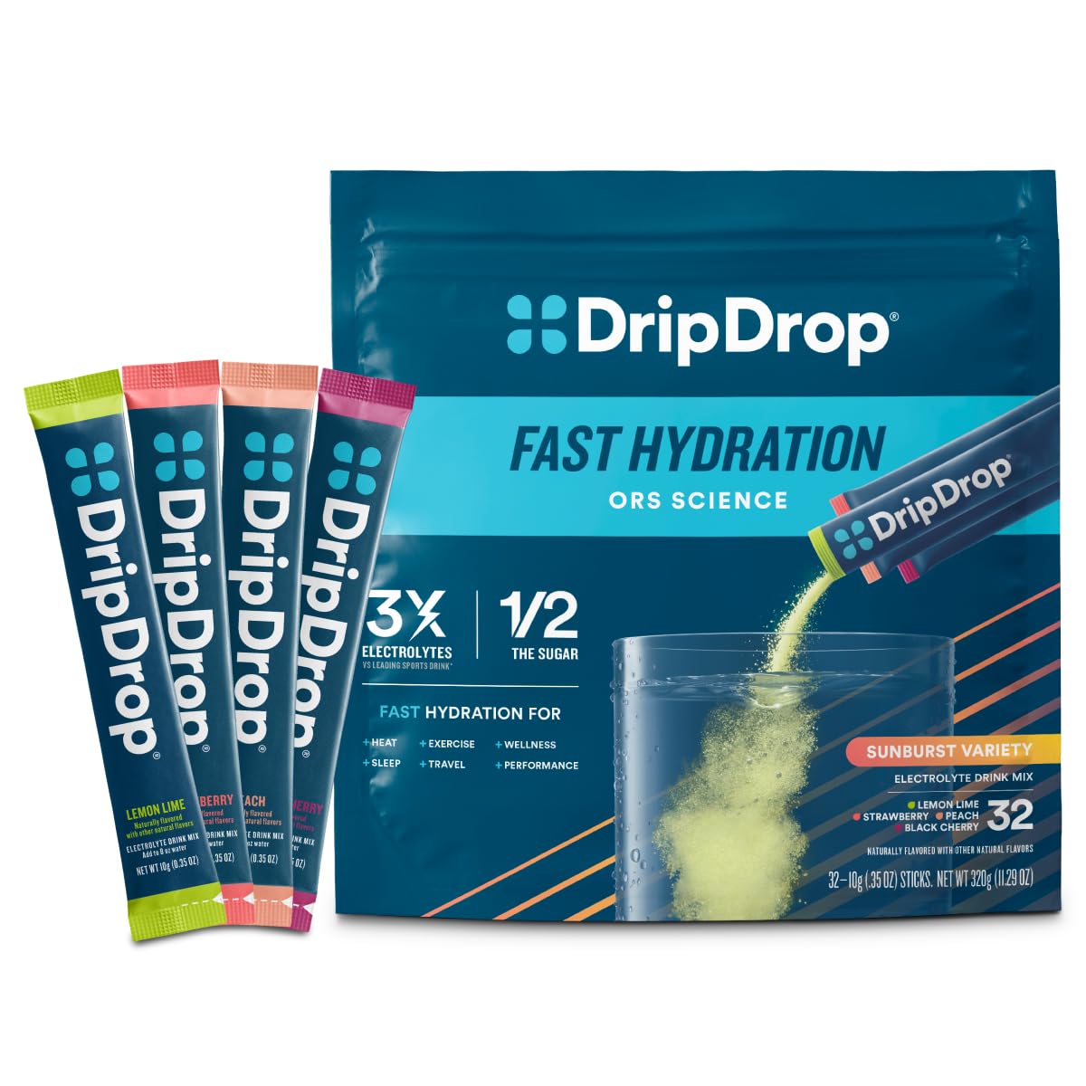 DripDrop Single-Serve Electrolyte Hydration Powder Mix