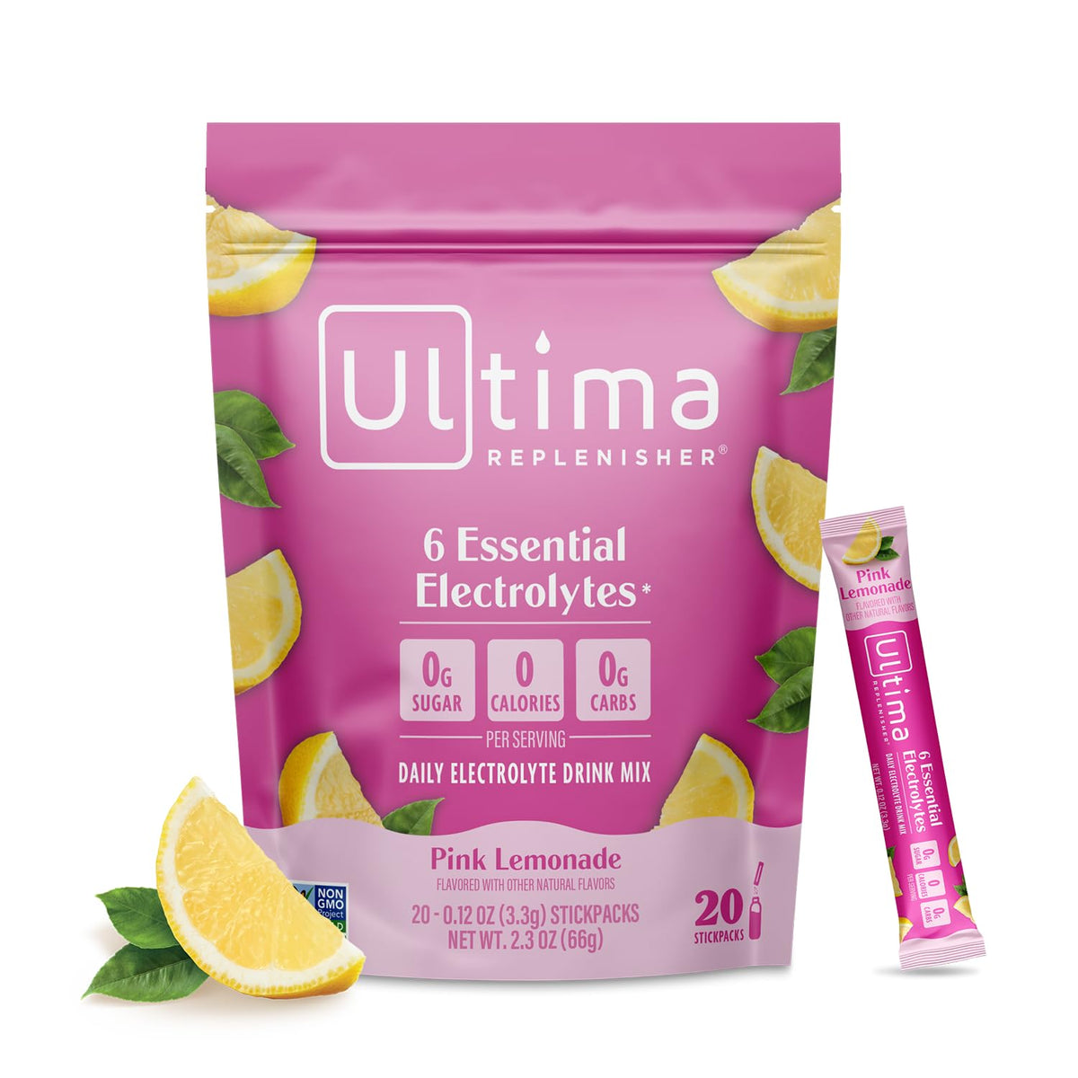 Ultima Replenisher Daily Electrolyte Powder – Watermelon, 20 Stickpacks – Zero Sugar Hydration Packets with 6 Electrolytes and Minerals – Sugar Free, Plant Based & Keto Friendly Drink Mix