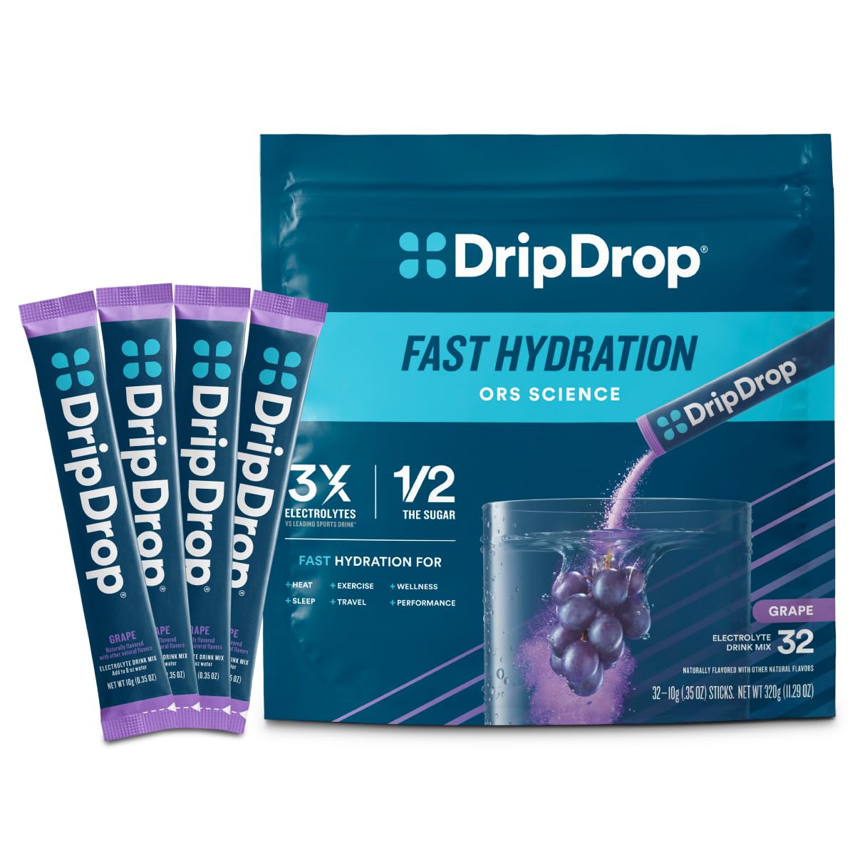 DripDrop Single-Serve Electrolyte Hydration Powder Mix