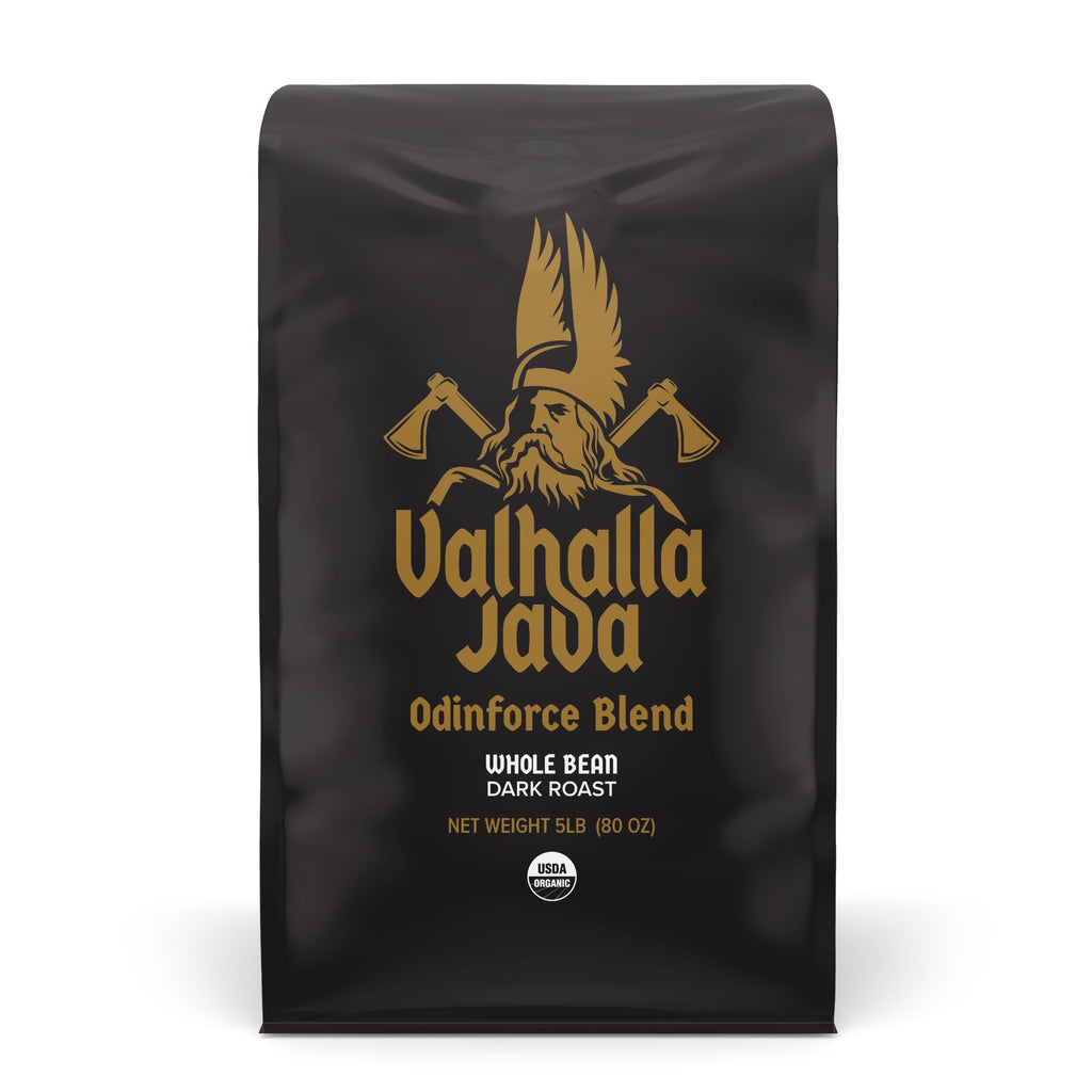Death Wish Coffee Valhalla Java Whole Beans - Bold & Intense Blend of Arabica Robusta Beans - USDA Organic Ground Coffee - Extreme Caffeine Morning Boost