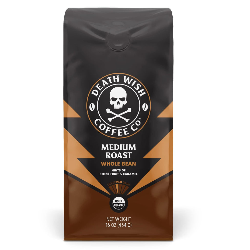 Death Wish Coffee Valhalla Java Whole Beans - Bold & Intense Blend of Arabica Robusta Beans - USDA Organic Ground Coffee - Extreme Caffeine Morning Boost