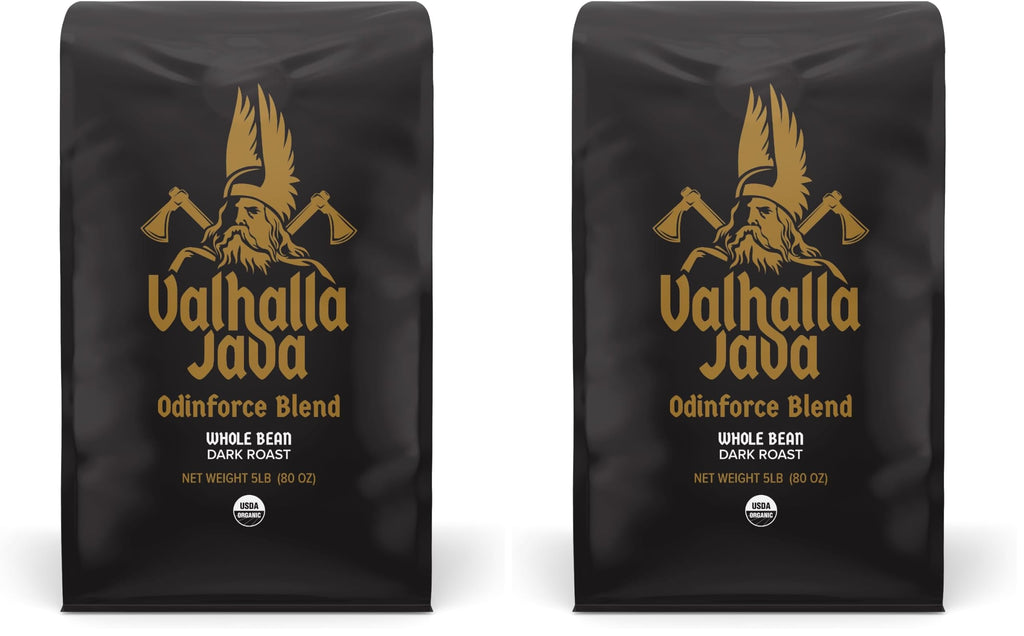 Death Wish Coffee Valhalla Java Whole Beans - Bold & Intense Blend of Arabica Robusta Beans - USDA Organic Ground Coffee - Extreme Caffeine Morning Boost