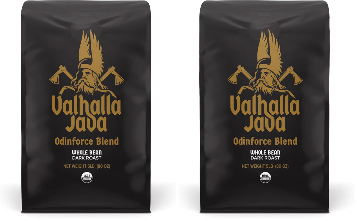 Death Wish Coffee Valhalla Java Whole Beans - Bold & Intense Blend of Arabica Robusta Beans - USDA Organic Ground Coffee - Extreme Caffeine Morning Boost