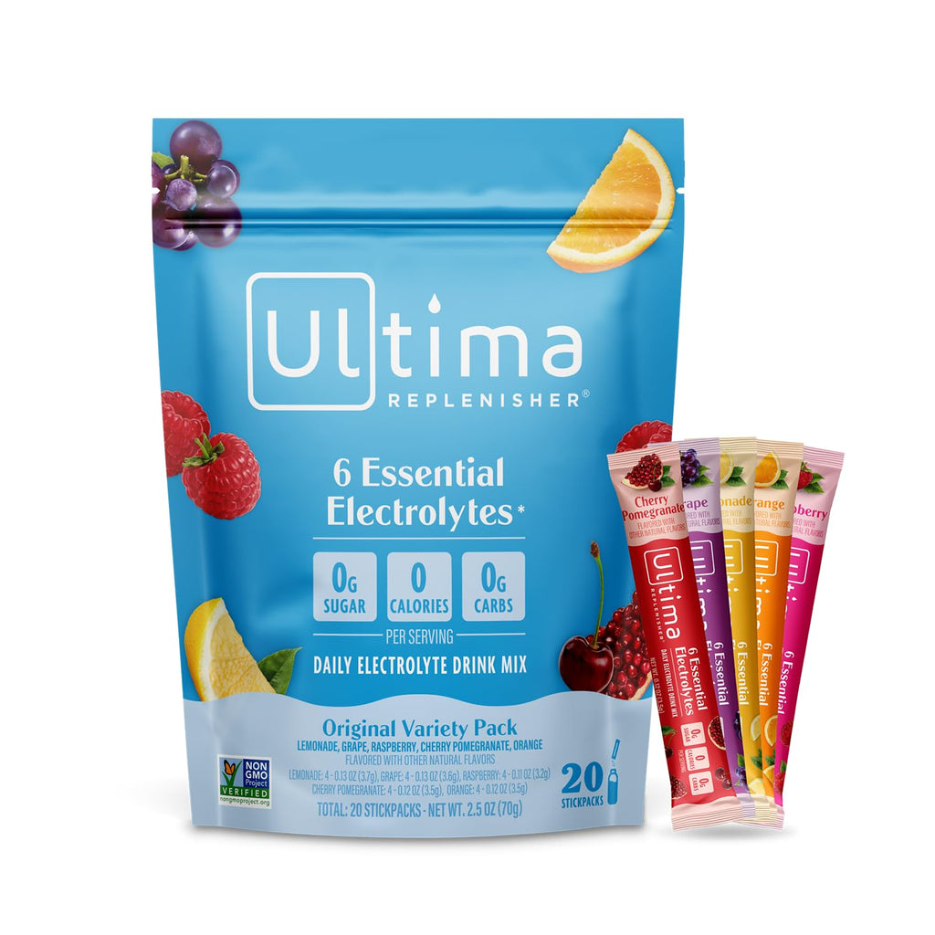 Ultima Replenisher Daily Electrolyte Powder – Watermelon, 20 Stickpacks – Zero Sugar Hydration Packets with 6 Electrolytes and Minerals – Sugar Free, Plant Based & Keto Friendly Drink Mix