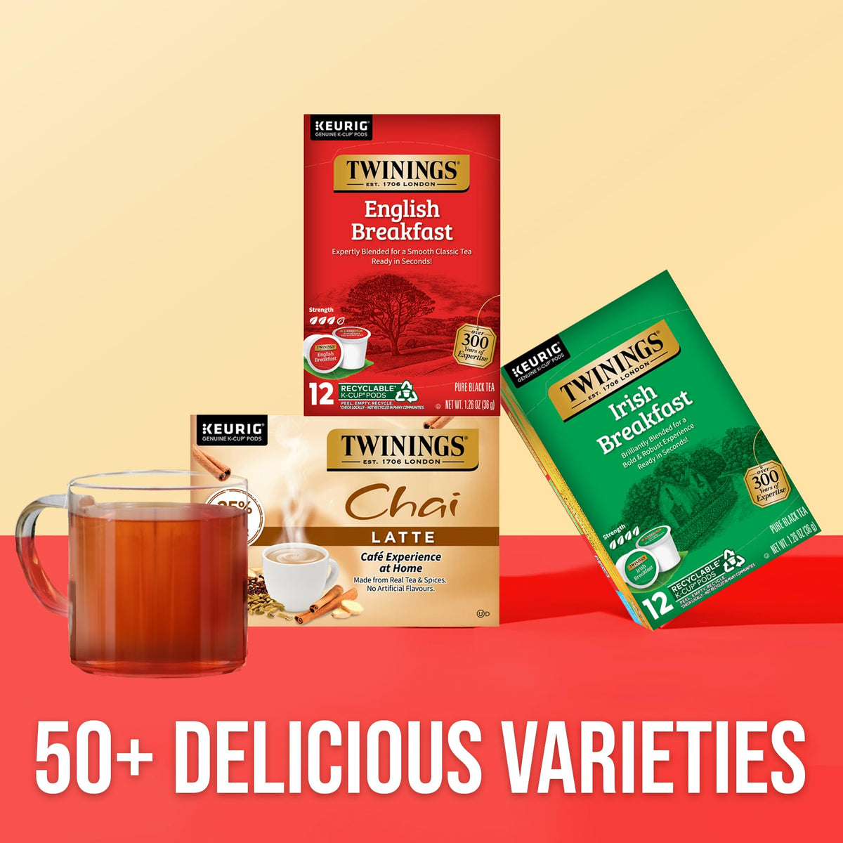 Twinings English Breakfast Black Tea K-Cups for Keurig, 12 CT Box (6 Pack)