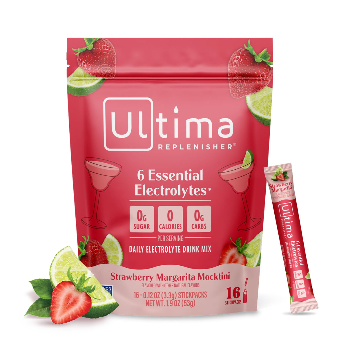 Ultima Replenisher Daily Electrolyte Powder – Watermelon, 20 Stickpacks – Zero Sugar Hydration Packets with 6 Electrolytes and Minerals – Sugar Free, Plant Based & Keto Friendly Drink Mix