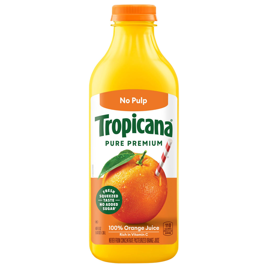 Tropicana Pure Premium 100% Orange Juice Original, No Pulp, No Sugar Added, 46 fl oz
