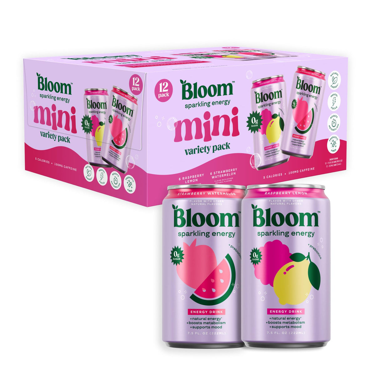 Bloom Nutrition Zero Sugar Sparkling Energy Drink 180mg