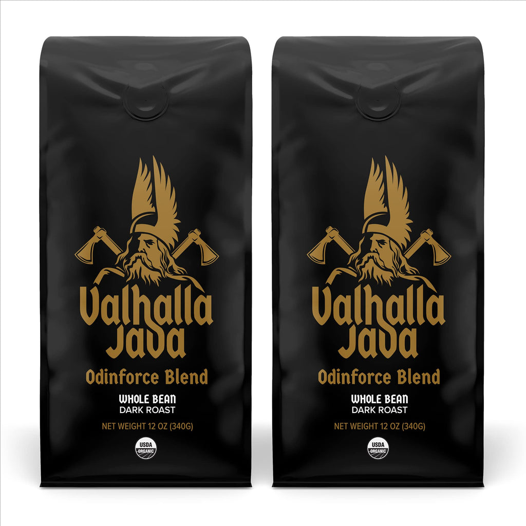 Death Wish Coffee Valhalla Java Whole Beans - Bold & Intense Blend of Arabica Robusta Beans - USDA Organic Ground Coffee - Extreme Caffeine Morning Boost