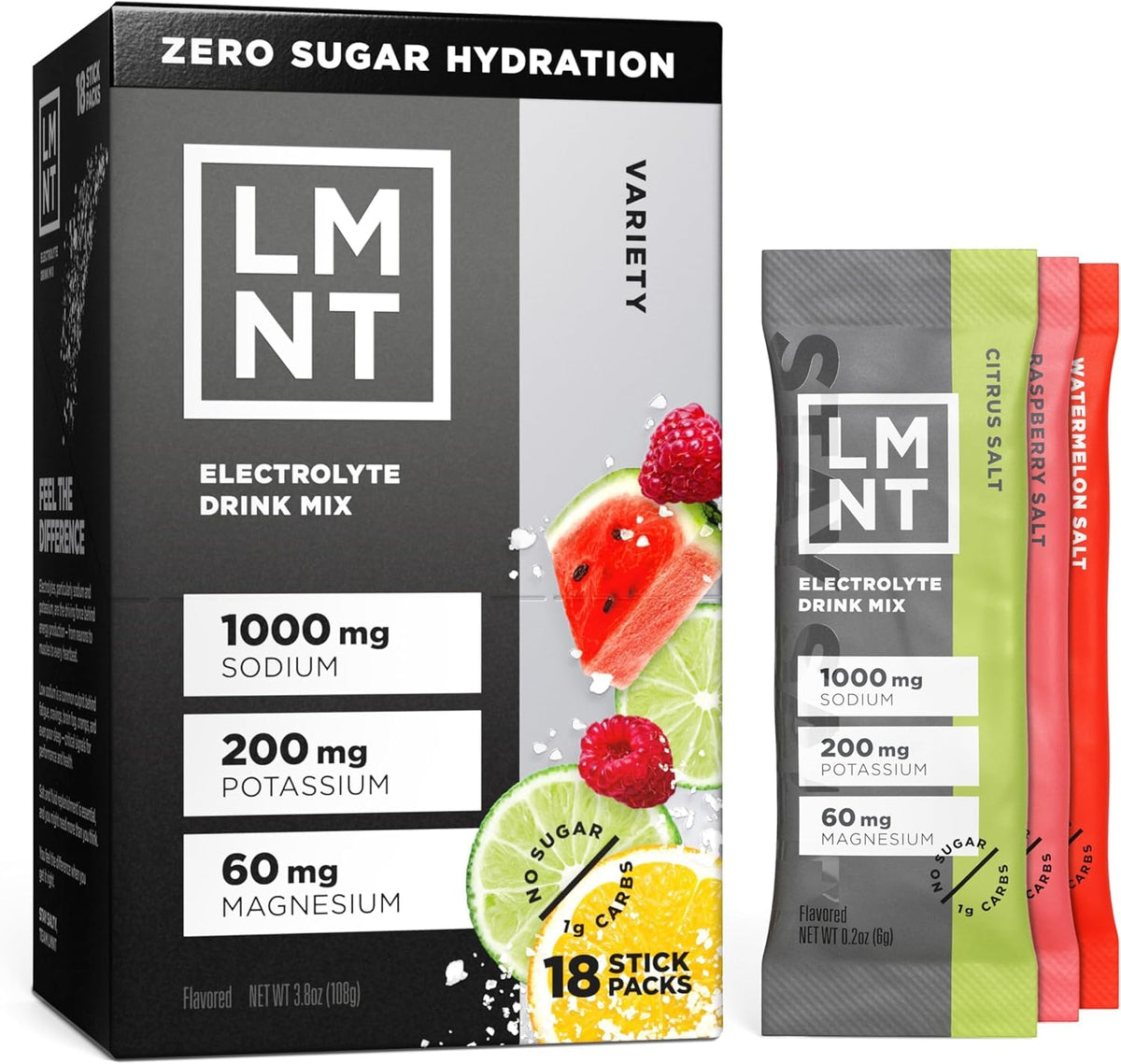 LMNT Zero Sugar Electrolytes - Drink Mix | 12-54 Count