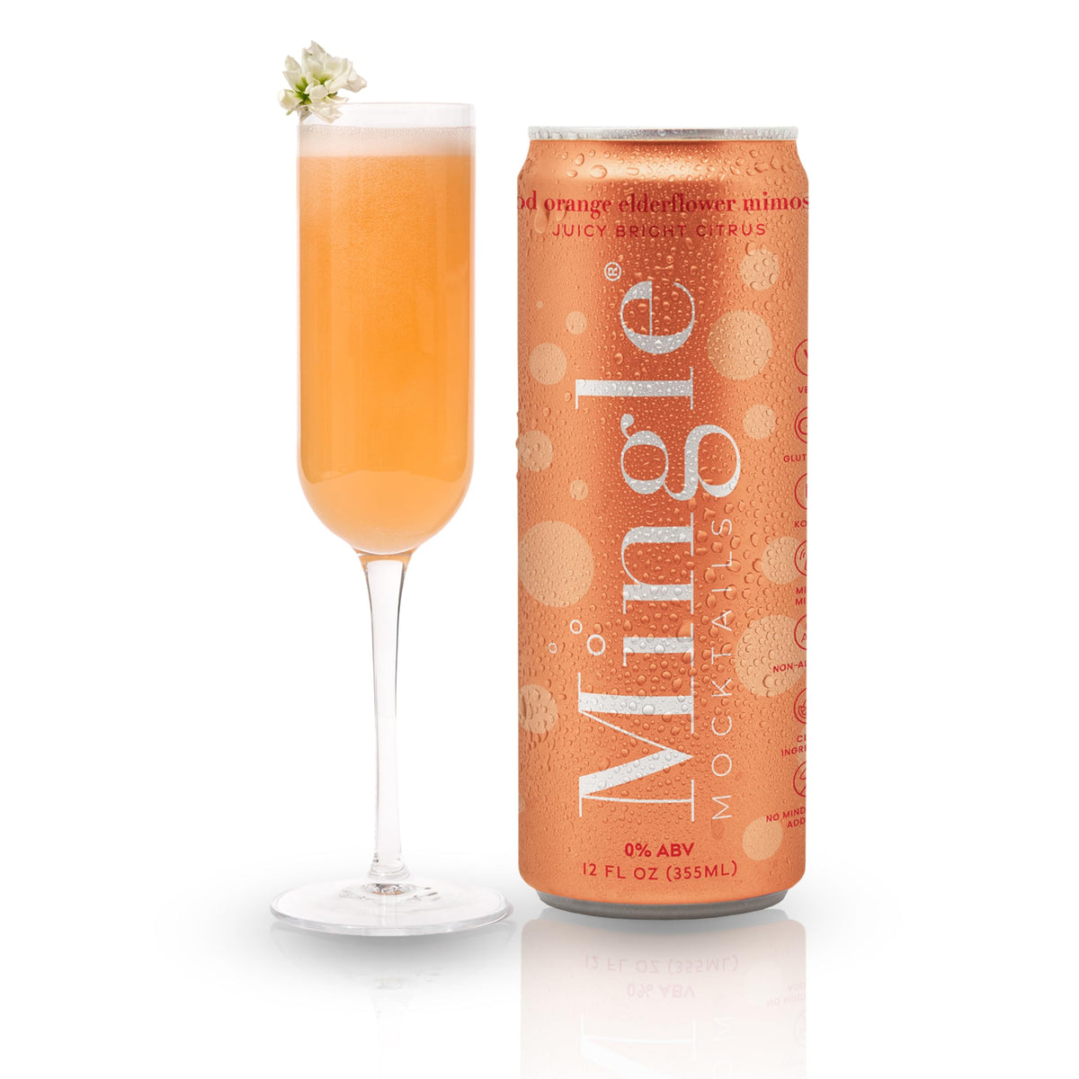 Mingle Mocktails Flavors, Non Alcoholic Drinks, Alcohol Alternative Pre-Mixed Drinks with Real Juice, Canned Mocktails or Cocktail Drink Mixer, Gluten Free, Vegan, 12 fl oz Cans