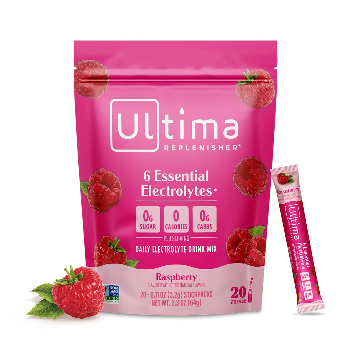 Ultima Replenisher Daily Electrolyte Powder – Watermelon, 20 Stickpacks – Zero Sugar Hydration Packets with 6 Electrolytes and Minerals – Sugar Free, Plant Based & Keto Friendly Drink Mix