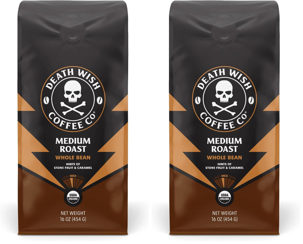 Death Wish Coffee Valhalla Java Whole Beans - Bold & Intense Blend of Arabica Robusta Beans - USDA Organic Ground Coffee - Extreme Caffeine Morning Boost