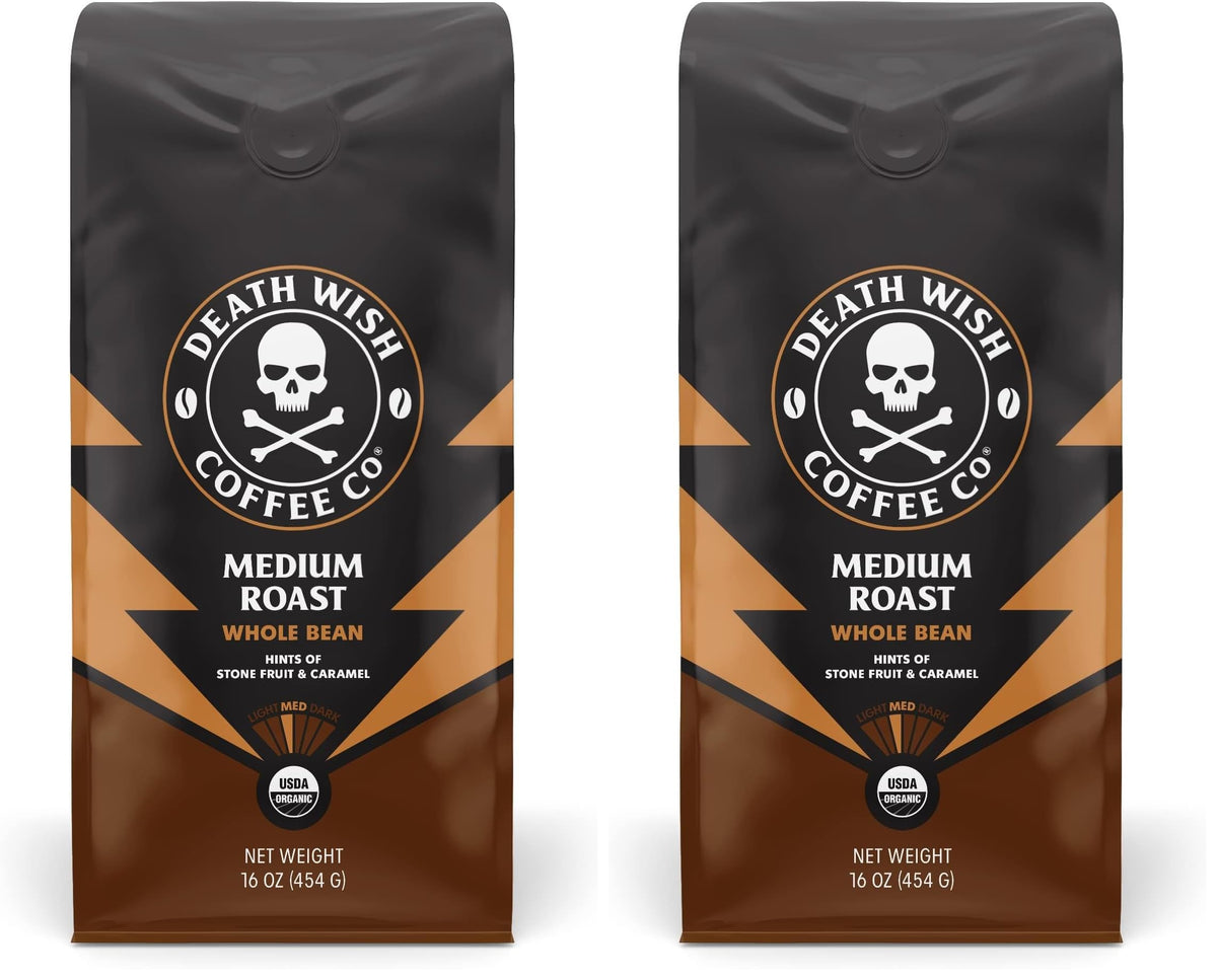 Death Wish Coffee Valhalla Java Whole Beans - Bold & Intense Blend of Arabica Robusta Beans - USDA Organic Ground Coffee - Extreme Caffeine Morning Boost