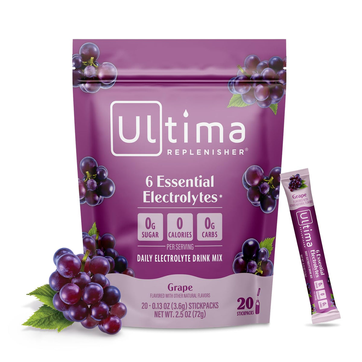 Ultima Replenisher Daily Electrolyte Powder – Watermelon, 20 Stickpacks – Zero Sugar Hydration Packets with 6 Electrolytes and Minerals – Sugar Free, Plant Based & Keto Friendly Drink Mix