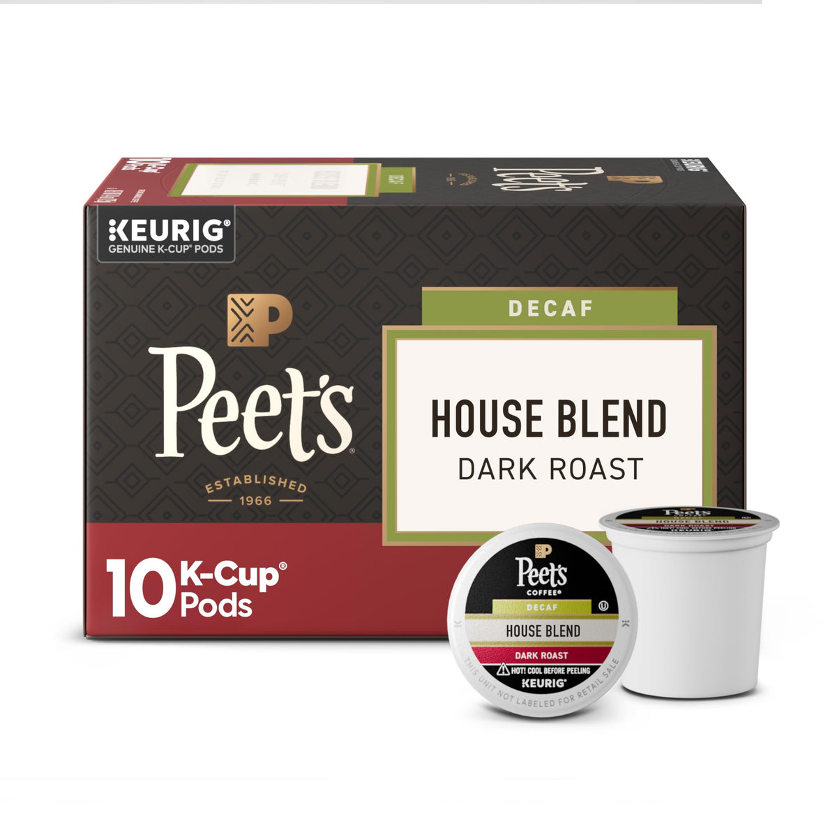 Peet's Coffee, Dark Roast Decaffeinated Coffee K-Cup Pods for Keurig Brewers
