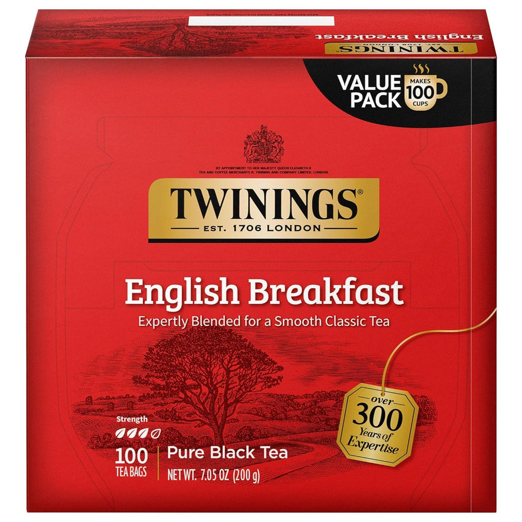 Twinings English Breakfast Black Tea Individually Wrapped Bags, 20 Count (Pack of 1), Flavourful, Robust, Caffeinated, Enjoy Hot or Iced, 20 Teabags