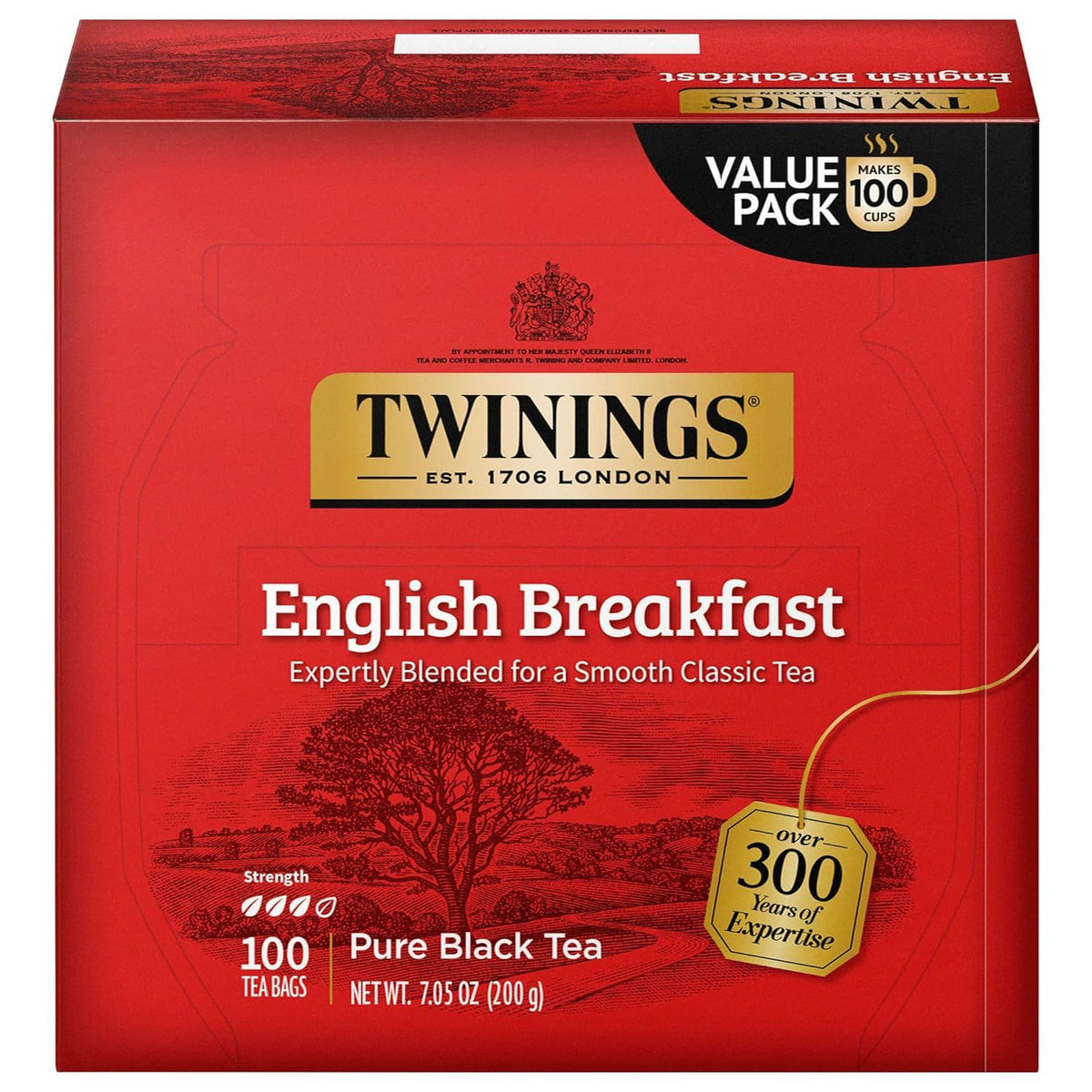 Twinings English Breakfast Black Tea Individually Wrapped Bags, 20 Count (Pack of 1), Flavourful, Robust, Caffeinated, Enjoy Hot or Iced, 20 Teabags