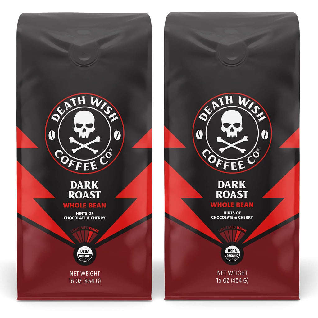 Death Wish Coffee Valhalla Java Whole Beans - Bold & Intense Blend of Arabica Robusta Beans - USDA Organic Ground Coffee - Extreme Caffeine Morning Boost