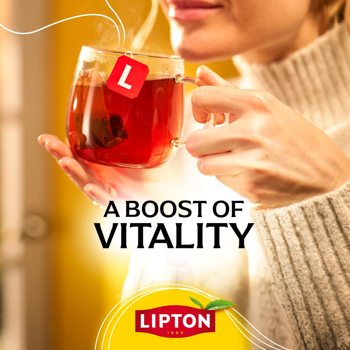 Lipton Black Tea Bags, Hot or Iced High Caffeine Tea