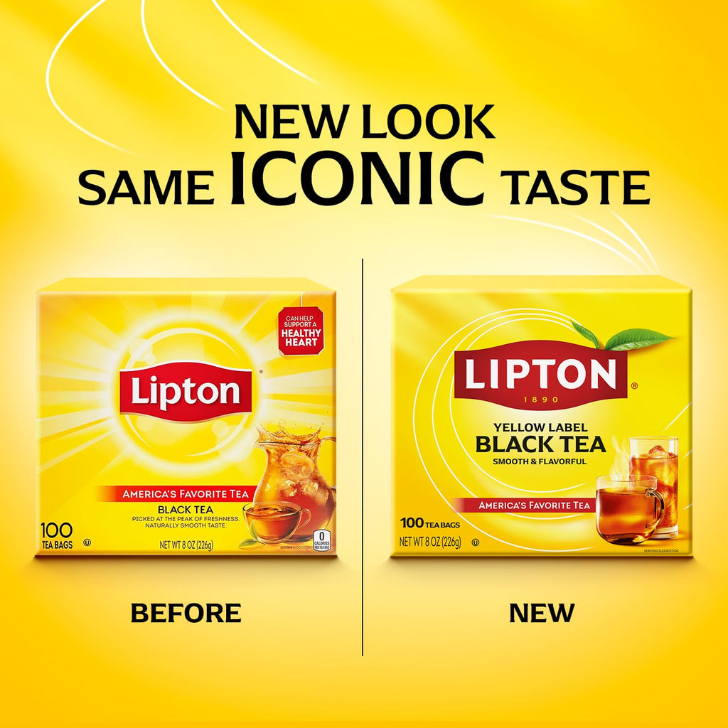 Lipton Black Tea Bags, Hot or Iced High Caffeine Tea