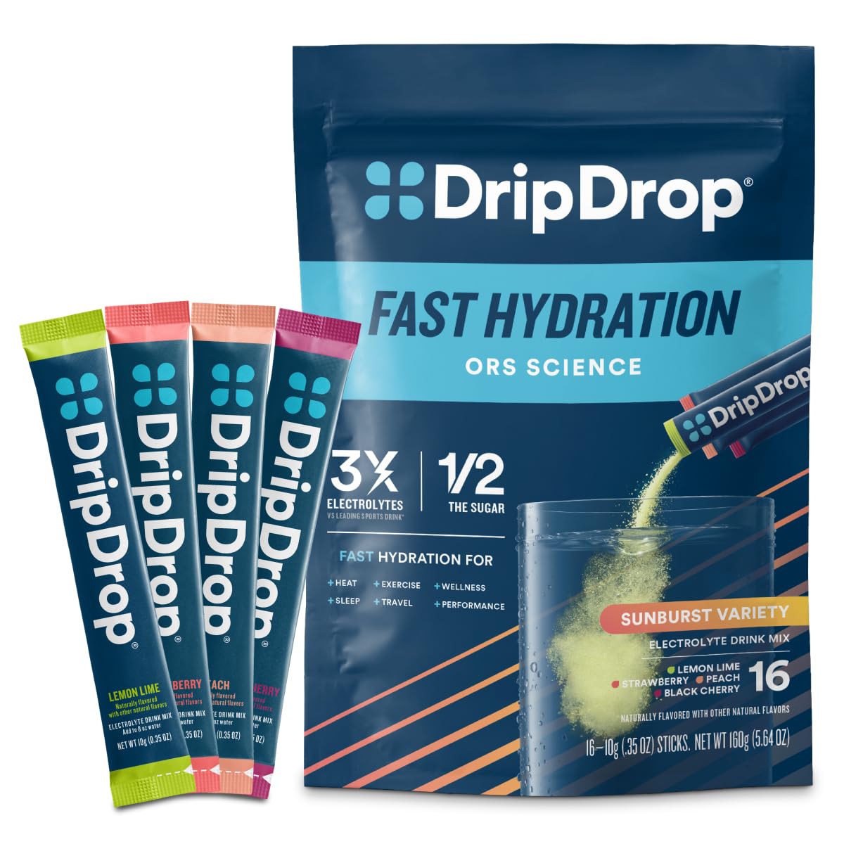 DripDrop Single-Serve Electrolyte Hydration Powder Mix