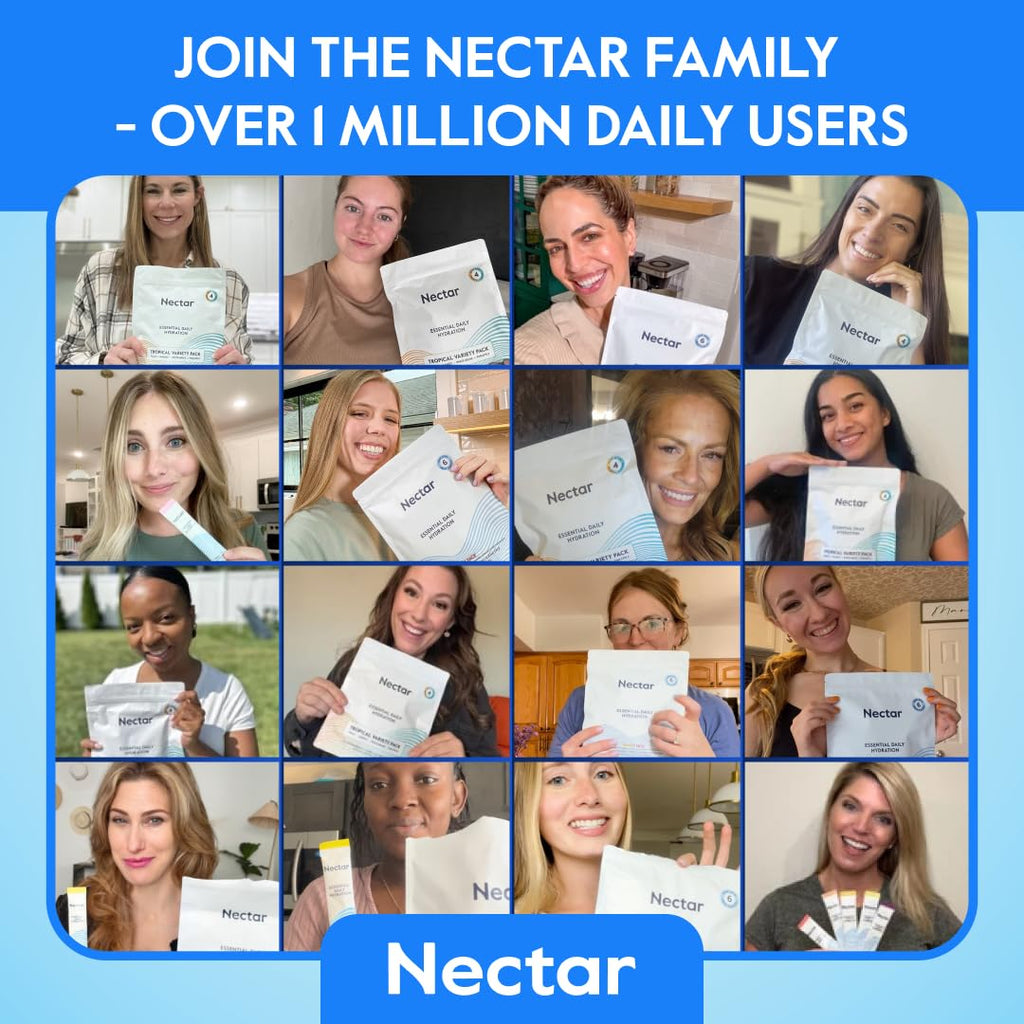 Nectar Hydration Packets - Electrolytes Powder Packets - No Sugar or Calories - Organic Fruit Liquid Daily IV Hydrate Packets for Dehydration Relief and Rapid Rehydration
