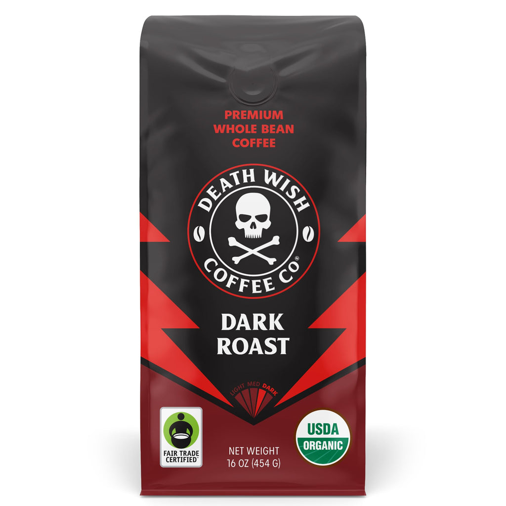 Death Wish Coffee Valhalla Java Whole Beans - Bold & Intense Blend of Arabica Robusta Beans - USDA Organic Ground Coffee - Extreme Caffeine Morning Boost