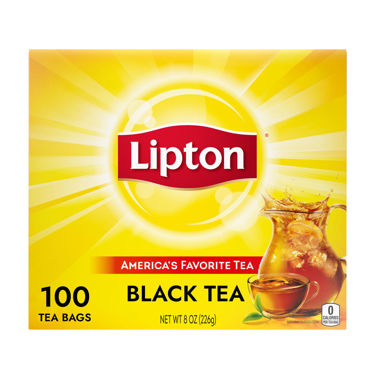 Lipton Black Tea Bags, Hot or Iced High Caffeine Tea