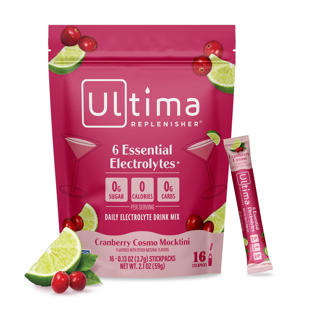 Ultima Replenisher Daily Electrolyte Powder – Watermelon, 20 Stickpacks – Zero Sugar Hydration Packets with 6 Electrolytes and Minerals – Sugar Free, Plant Based & Keto Friendly Drink Mix