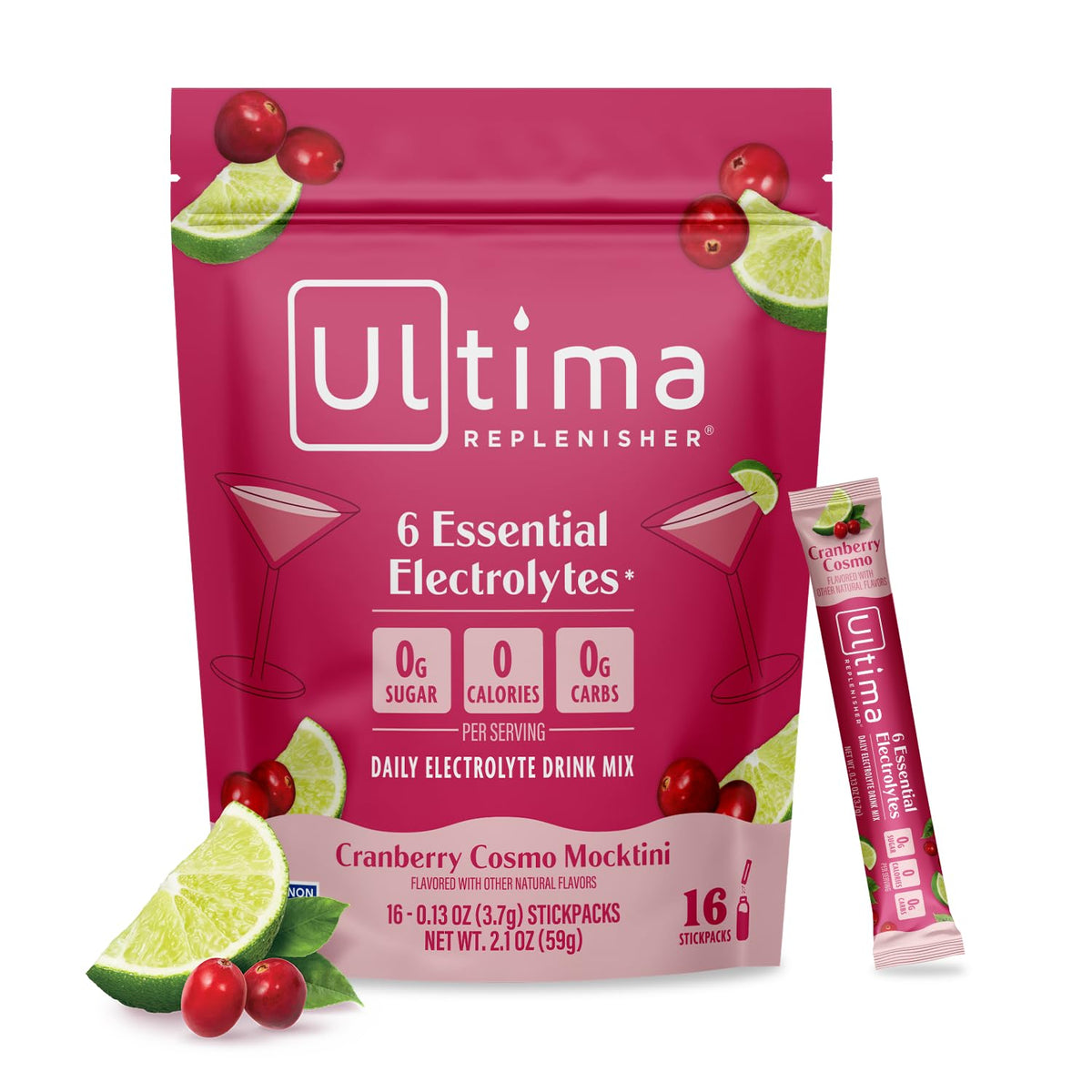Ultima Replenisher Daily Electrolyte Powder – Watermelon, 20 Stickpacks – Zero Sugar Hydration Packets with 6 Electrolytes and Minerals – Sugar Free, Plant Based & Keto Friendly Drink Mix