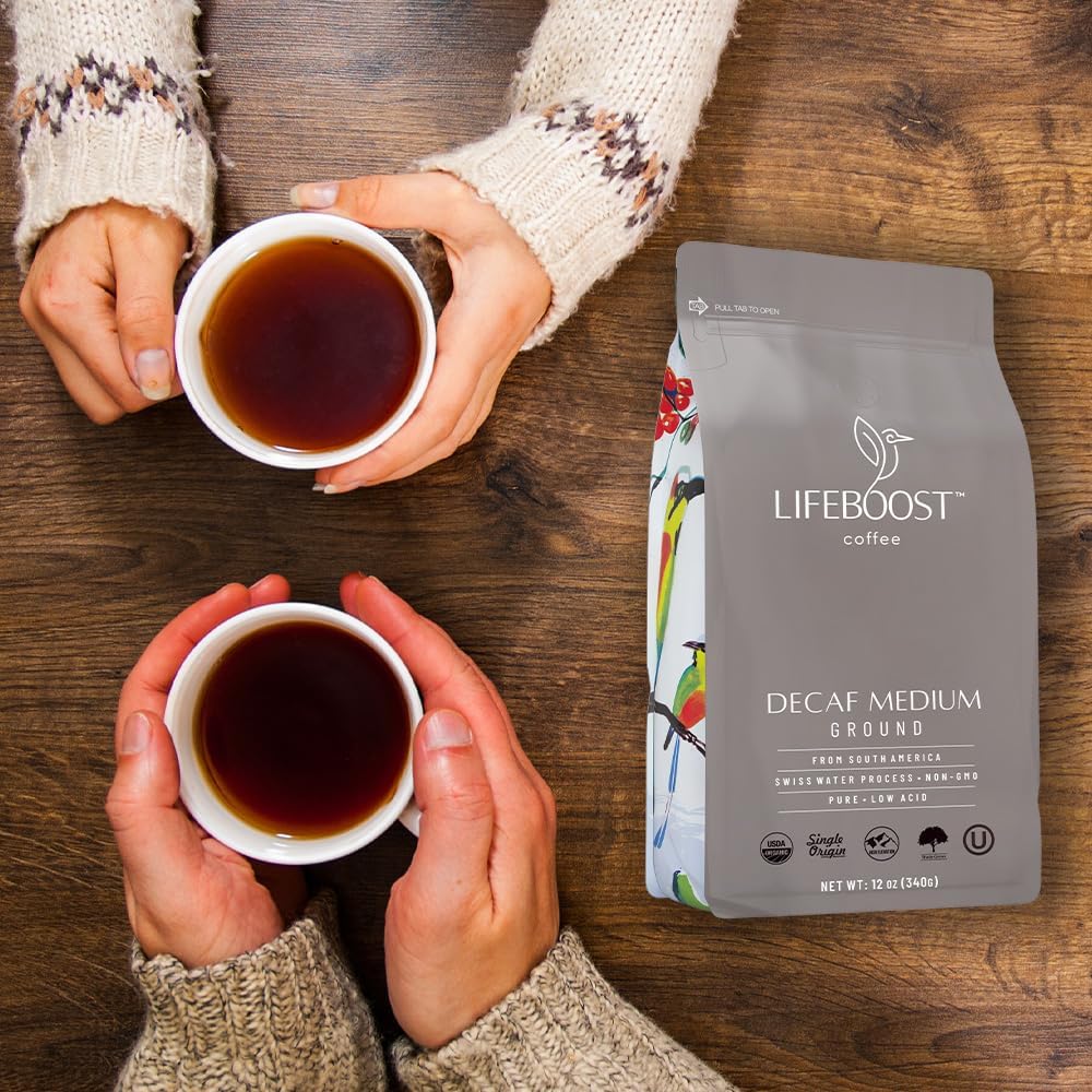 Lifeboost Decaf Ground Coffee, Swiss Water Process Low Acid Organic, 12oz