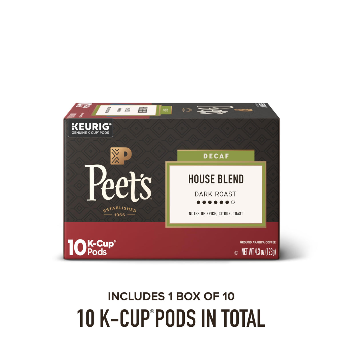 Peet's Coffee, Dark Roast Decaffeinated Coffee K-Cup Pods for Keurig Brewers