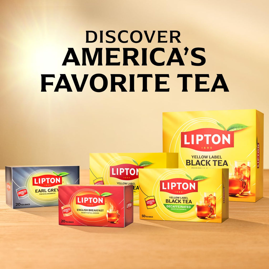 Lipton Black Tea Bags, Hot or Iced High Caffeine Tea
