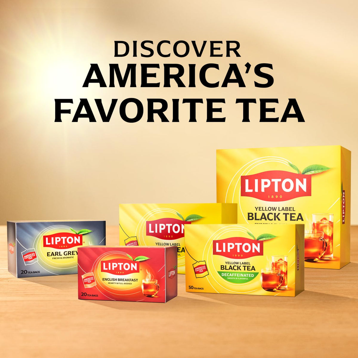Lipton Black Tea Bags, Hot or Iced High Caffeine Tea