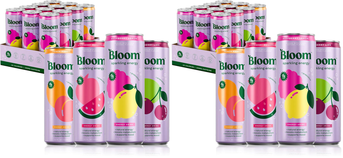 Bloom Nutrition Zero Sugar Sparkling Energy Drink 180mg