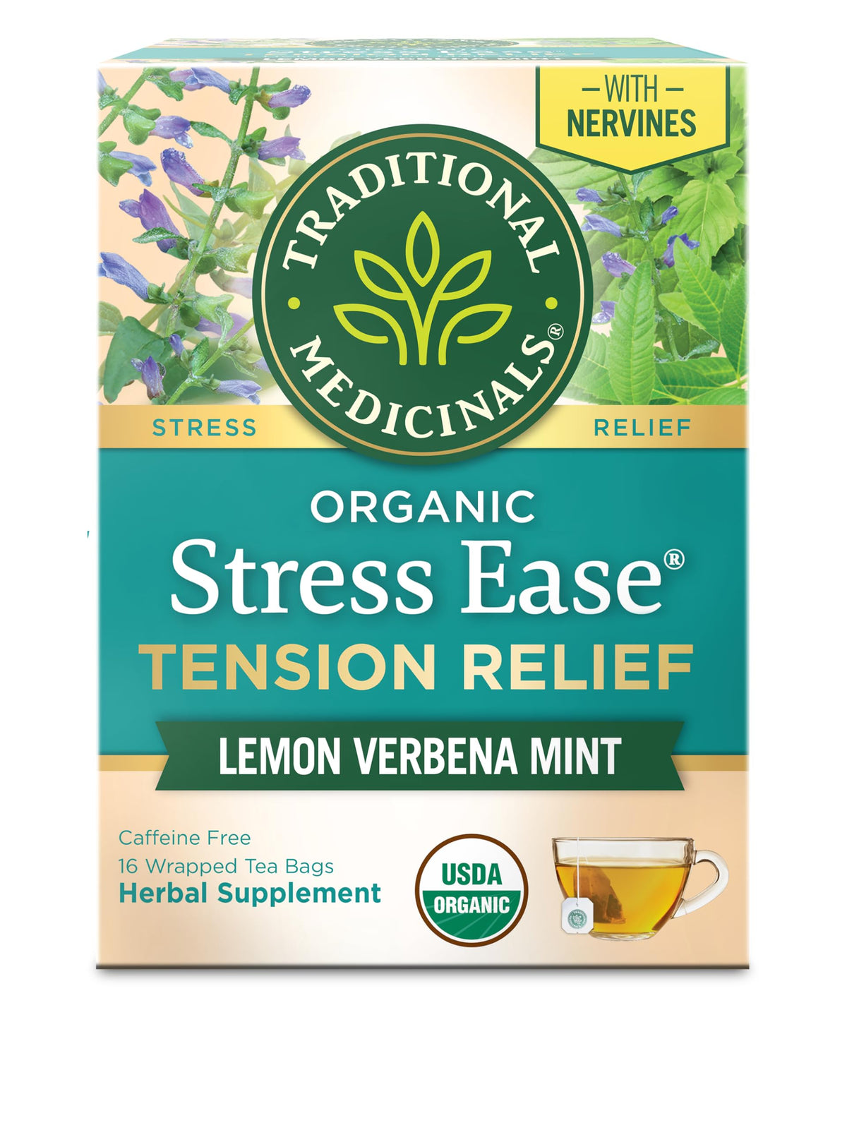 Traditional Medicinals Organic Calming & Stress Support Tea Collection, 16-32 Tea Bags