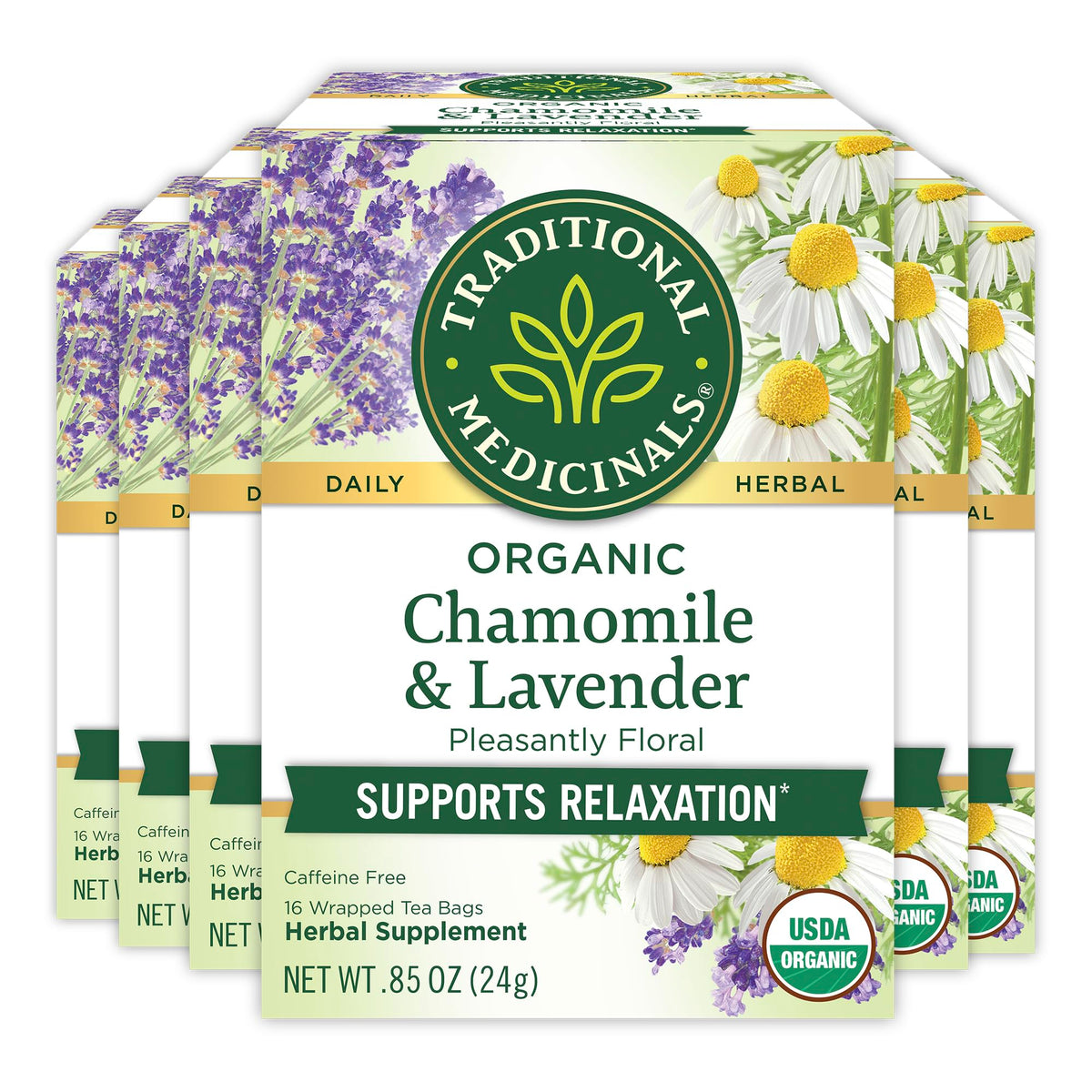 Traditional Medicinals Organic Calming & Stress Support Tea Collection, 16-32 Tea Bags