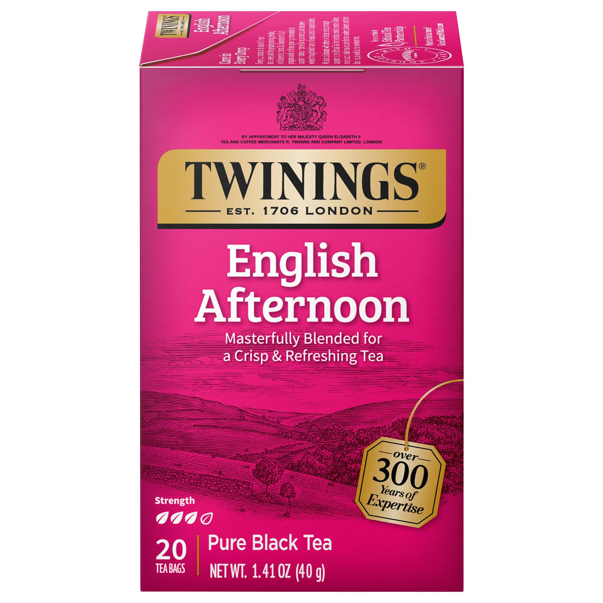 Twinings English Breakfast Black Tea Individually Wrapped Bags, 20 Count (Pack of 1), Flavourful, Robust, Caffeinated, Enjoy Hot or Iced, 20 Teabags